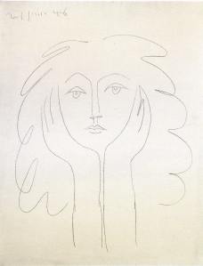 Drawing of Francoise Gilot by Picasso at Gagosian Gallery Show, NY,  2012